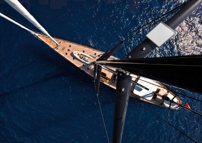 Installed carbon Starlink spreader mount on yacht structure from a client project