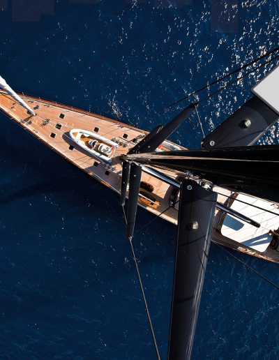 Installed carbon Starlink spreader mount on yacht structure from a client project